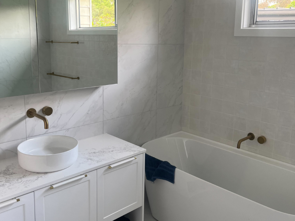 Modern Bathroom Renovation with stone in Templestowe